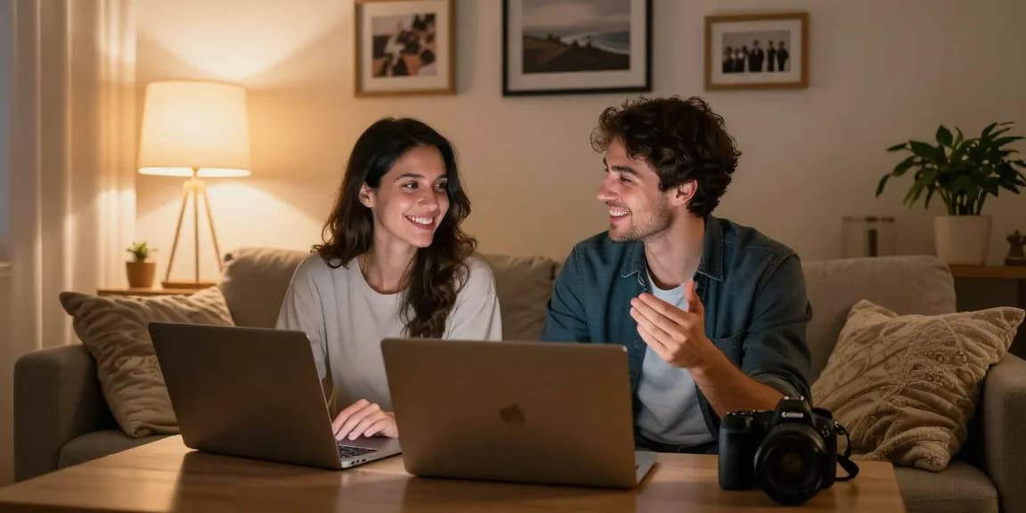 Engaging sexchat scene with a couple enjoying a cozy online conversation.