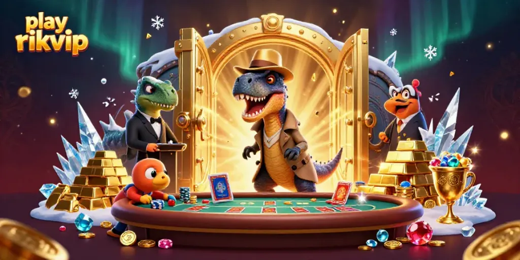 Engage in thrilling action and play rikvip with a dynamic casino scene featuring our velociraptor card counter!