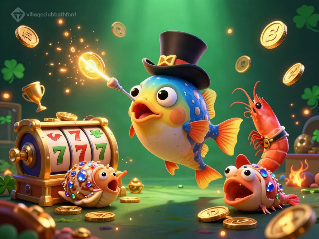 Experience vibrant gameplay at villageclubbathford with a cartoon anglerfish attracting golden coins.