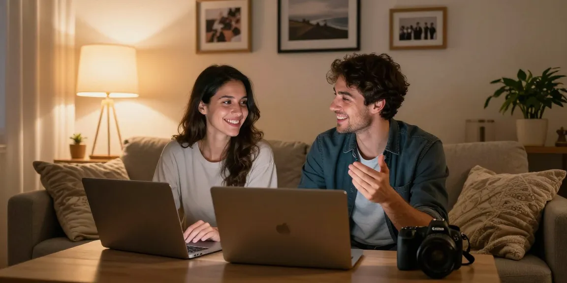 Engaging sexchat scene with a couple enjoying a cozy online conversation.