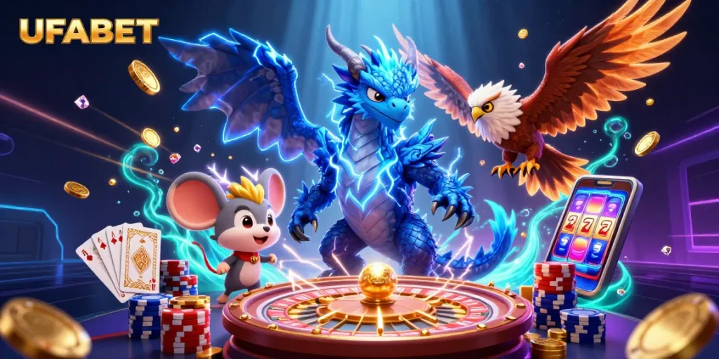 Spin and win with UFABET as dynamic characters unite in a vibrant casino adventure.